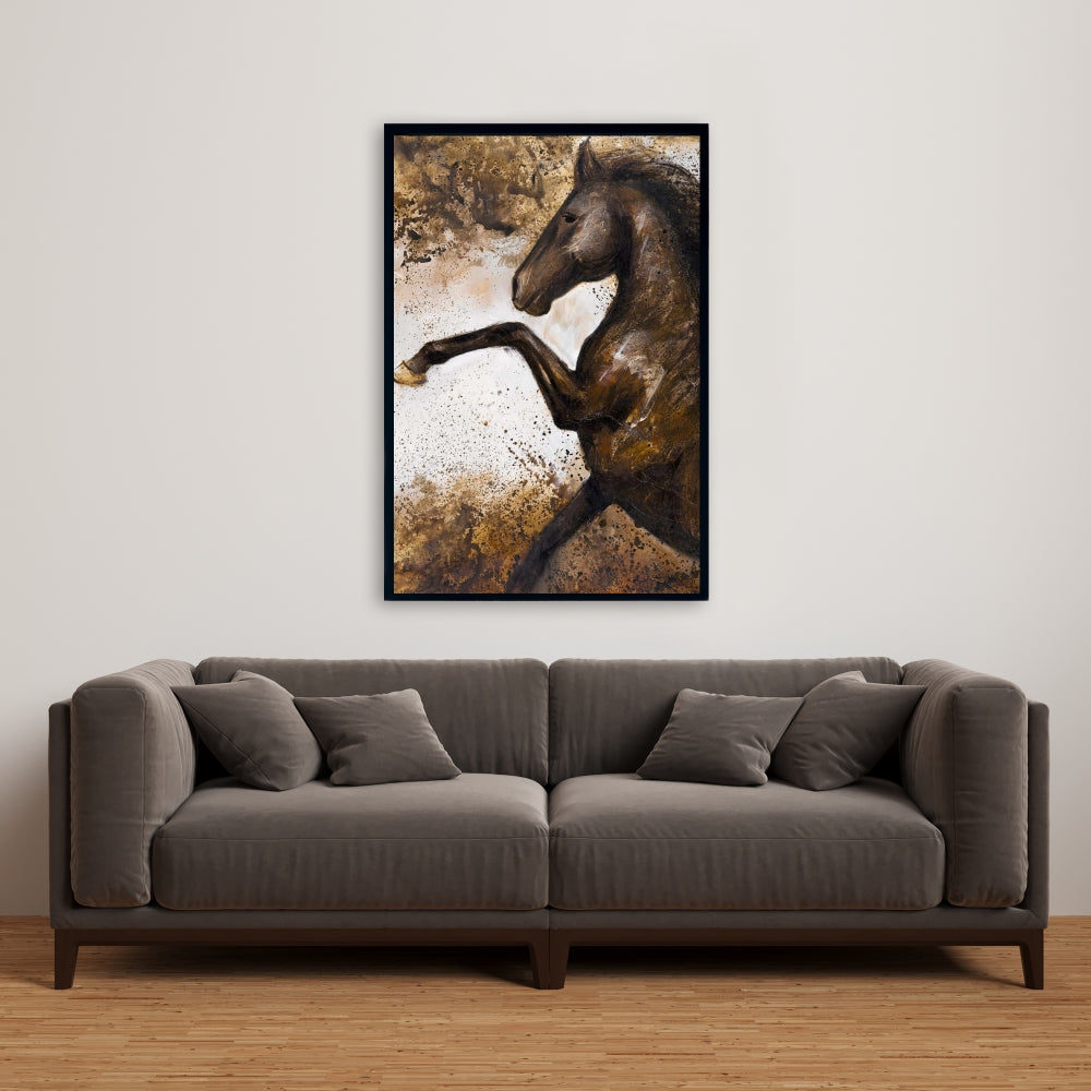 Horse Rushing into Soil Canvas | Farm Animals Home Decor