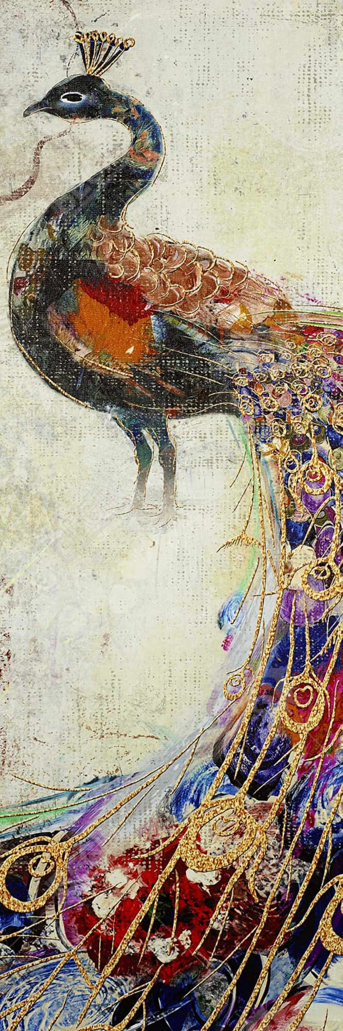 Majestic Peacock Canvas | Contemporary Bedroom Wall Art Decor