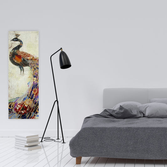 Majestic Peacock Canvas - Bedroom Bird Orange Home Decor