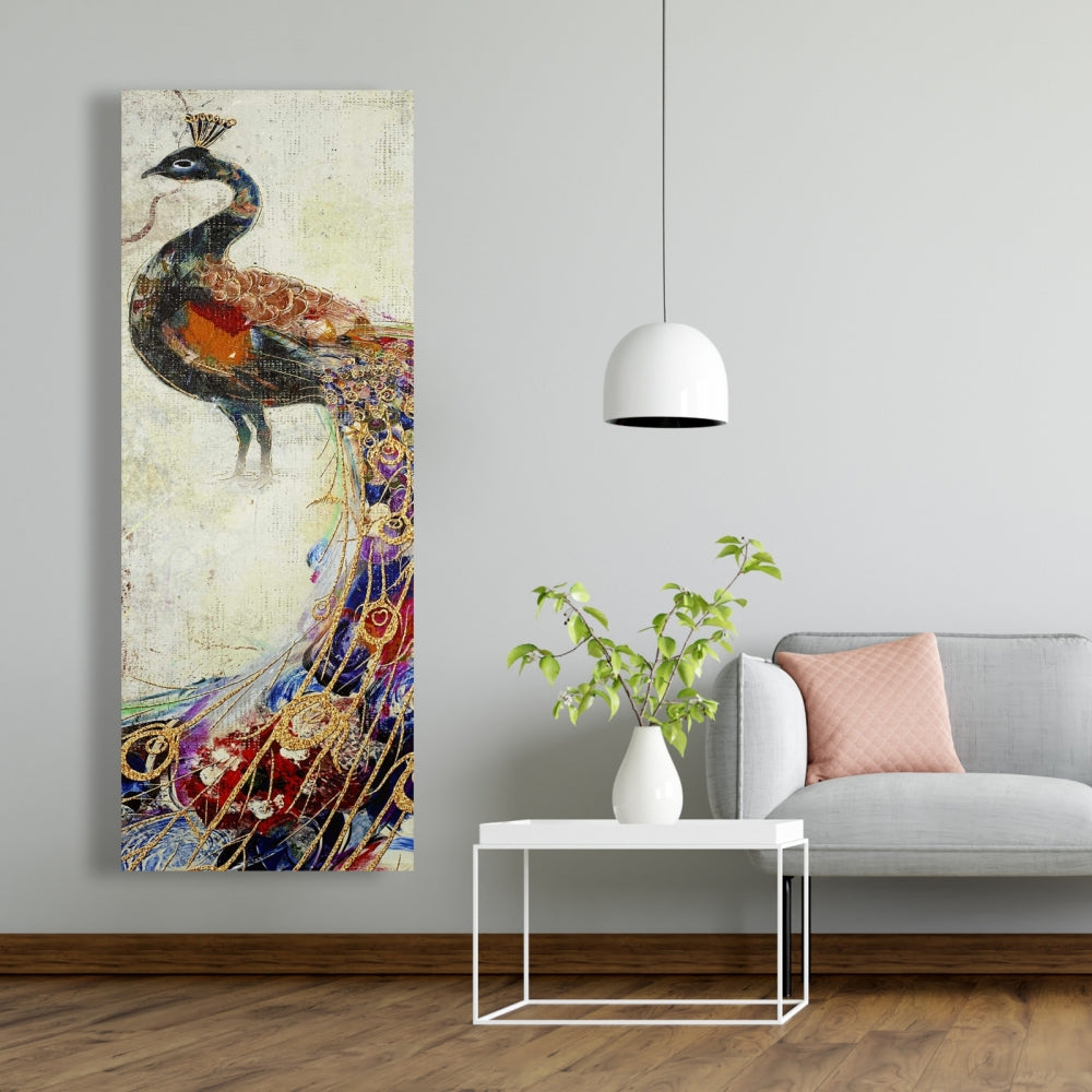 Majestic Peacock Canvas - Bedroom Bird Orange Home Decor