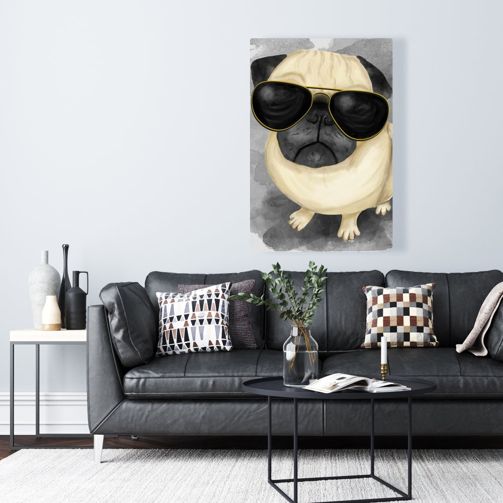 Gray Animals Canvas | Pug with Style Art for Home Decor