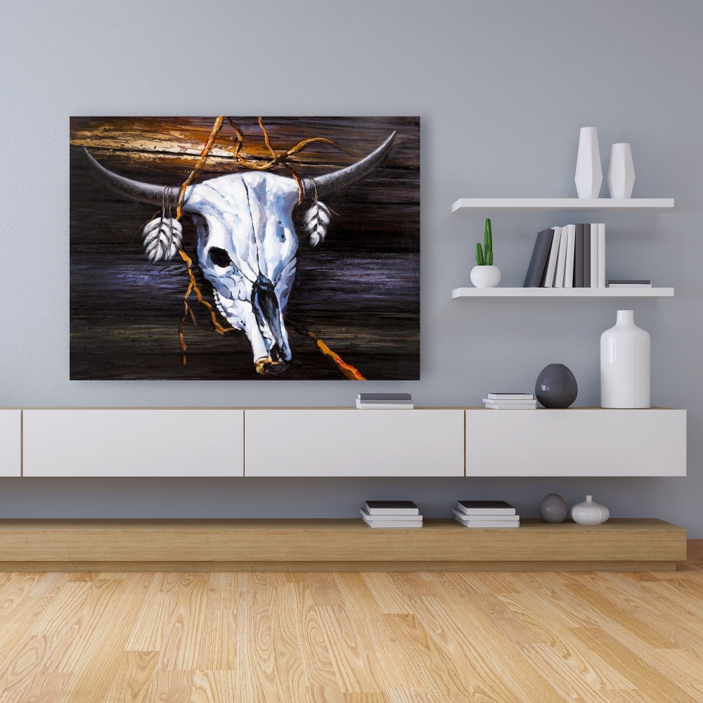 Hanged Skull Canvas Art | Blue Animals Farm Home Decor