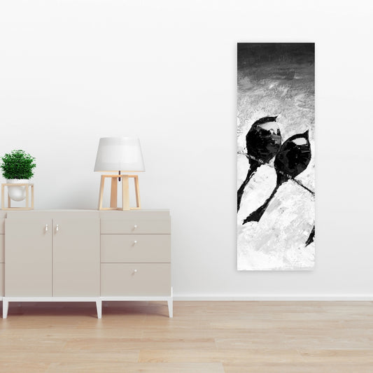 Five Birds Perched Canvas | White Monochrome Bedroom Decor