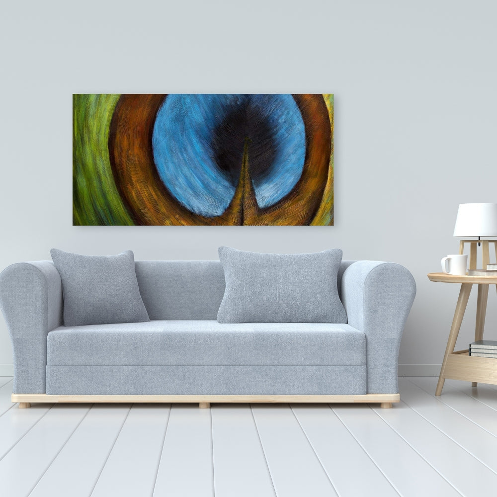 Peacock Feather Canvas | Exotic Bedroom Decor Wall Art