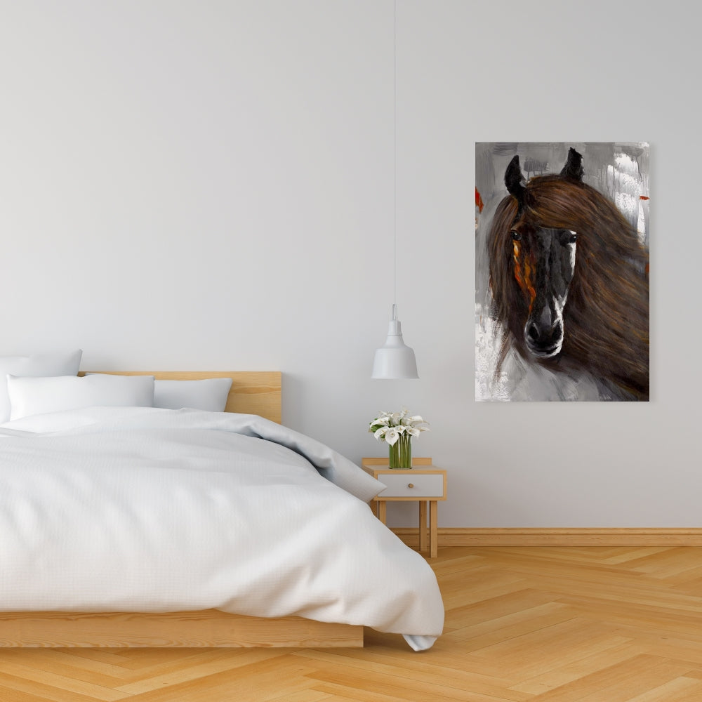 Proud Brown Horse Canvas | Bedroom Animal Decor | Wall Art