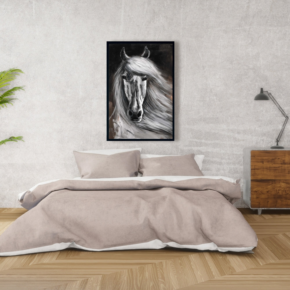 White Horse Rustic Canvas | Framed Wall Art for Home Decor