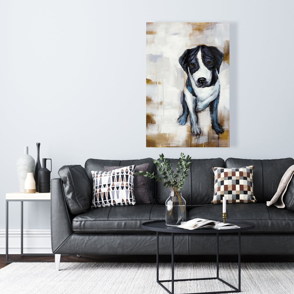 White Animals Pets Canvas - Sitting Dog Home Decor Wall Art
