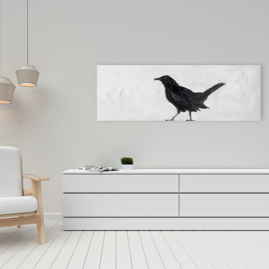Lonely Crow Black & White Canvas | Home Decor | Living Room Art