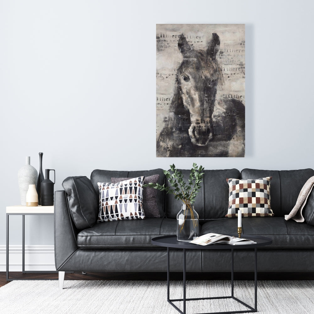 Brown Rustic Canvas - Abstract Horse Typography Home Decor