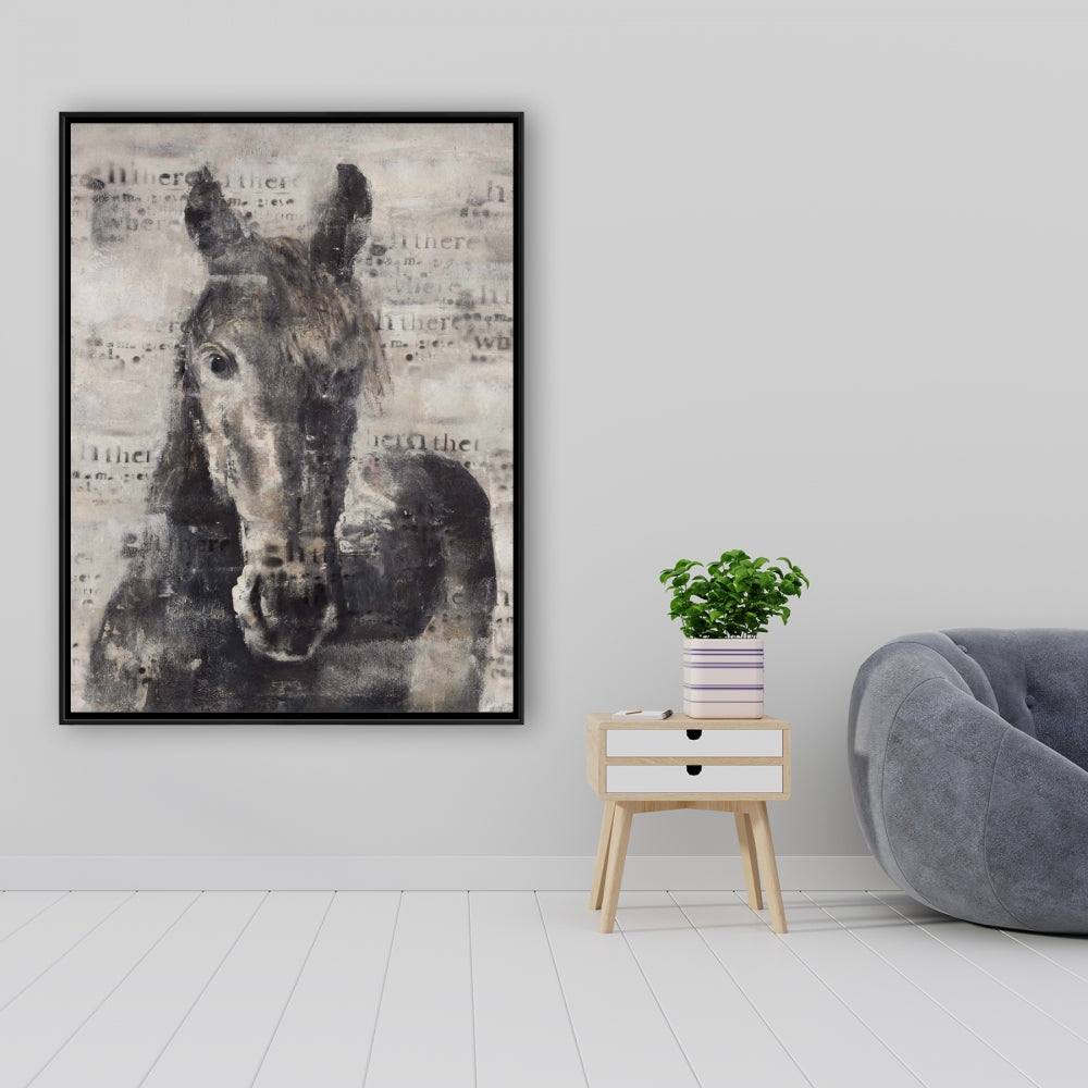 Abstract Horse Typography Canvas - Farm Animals Home Decor