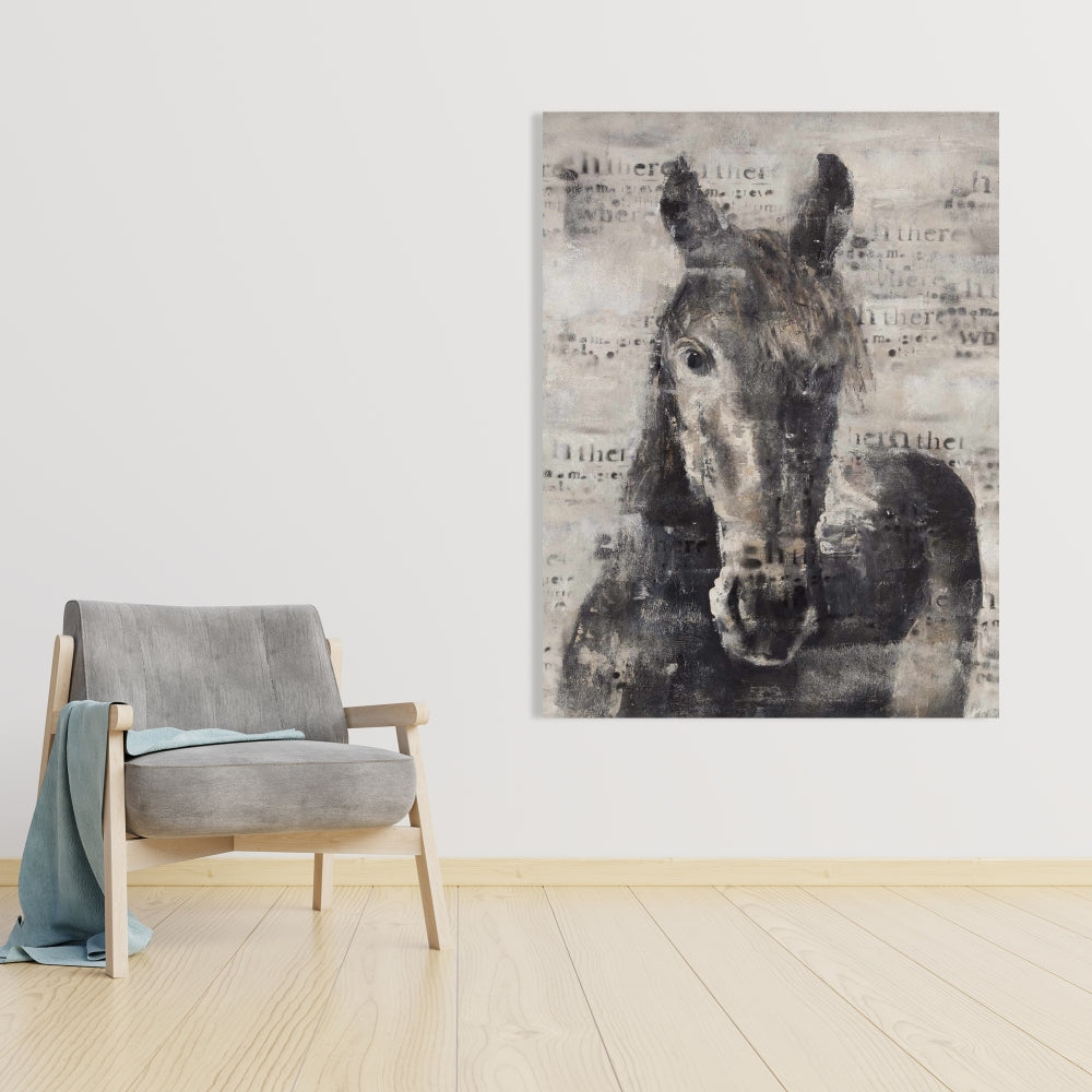 Brown Rustic Canvas - Abstract Horse Typography Home Decor