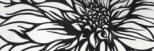 White Bedroom Dahlia Flower Outline Canvas - Monochrome Decor