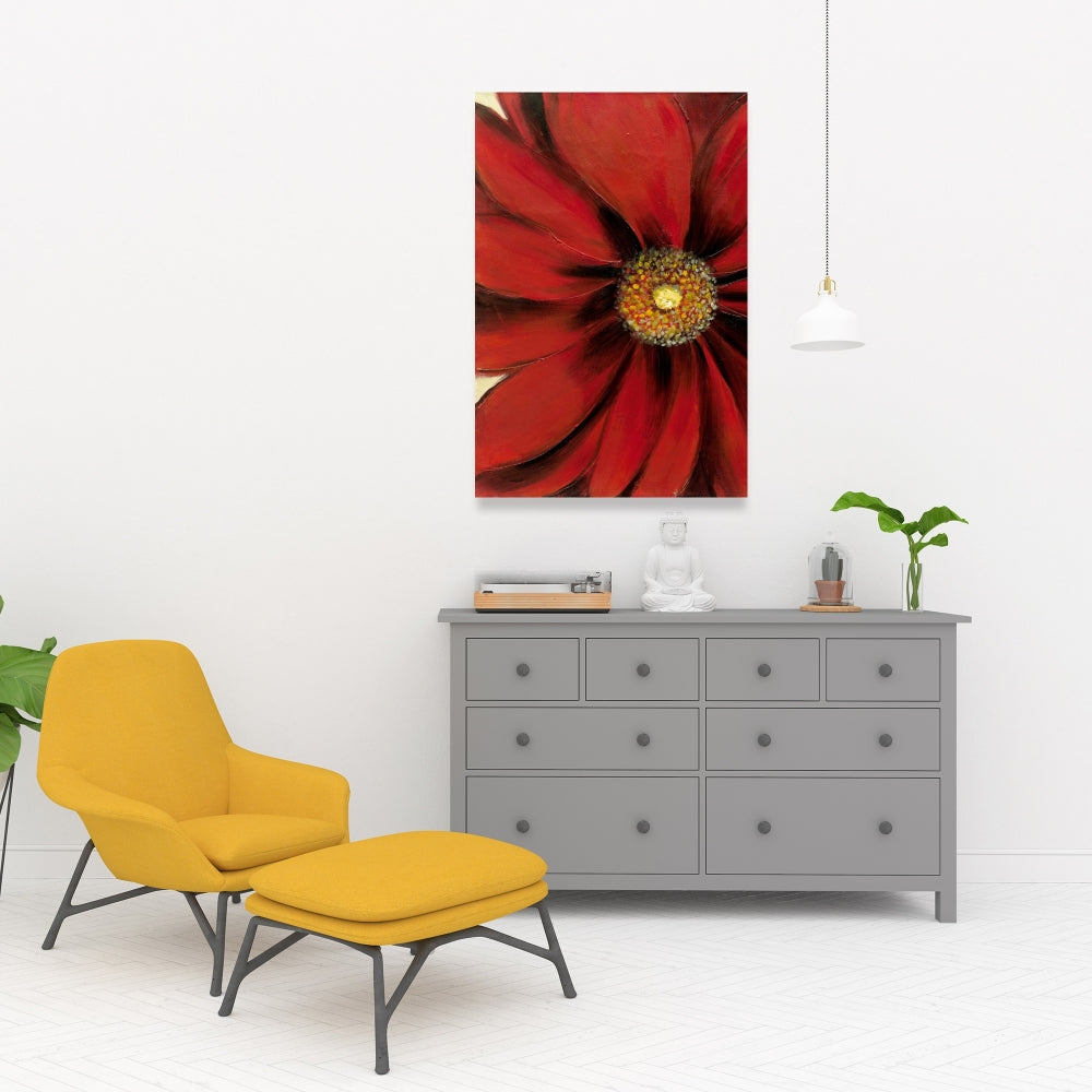 Red Daisy Floral Botanical Canvas | Contemporary Home Decor