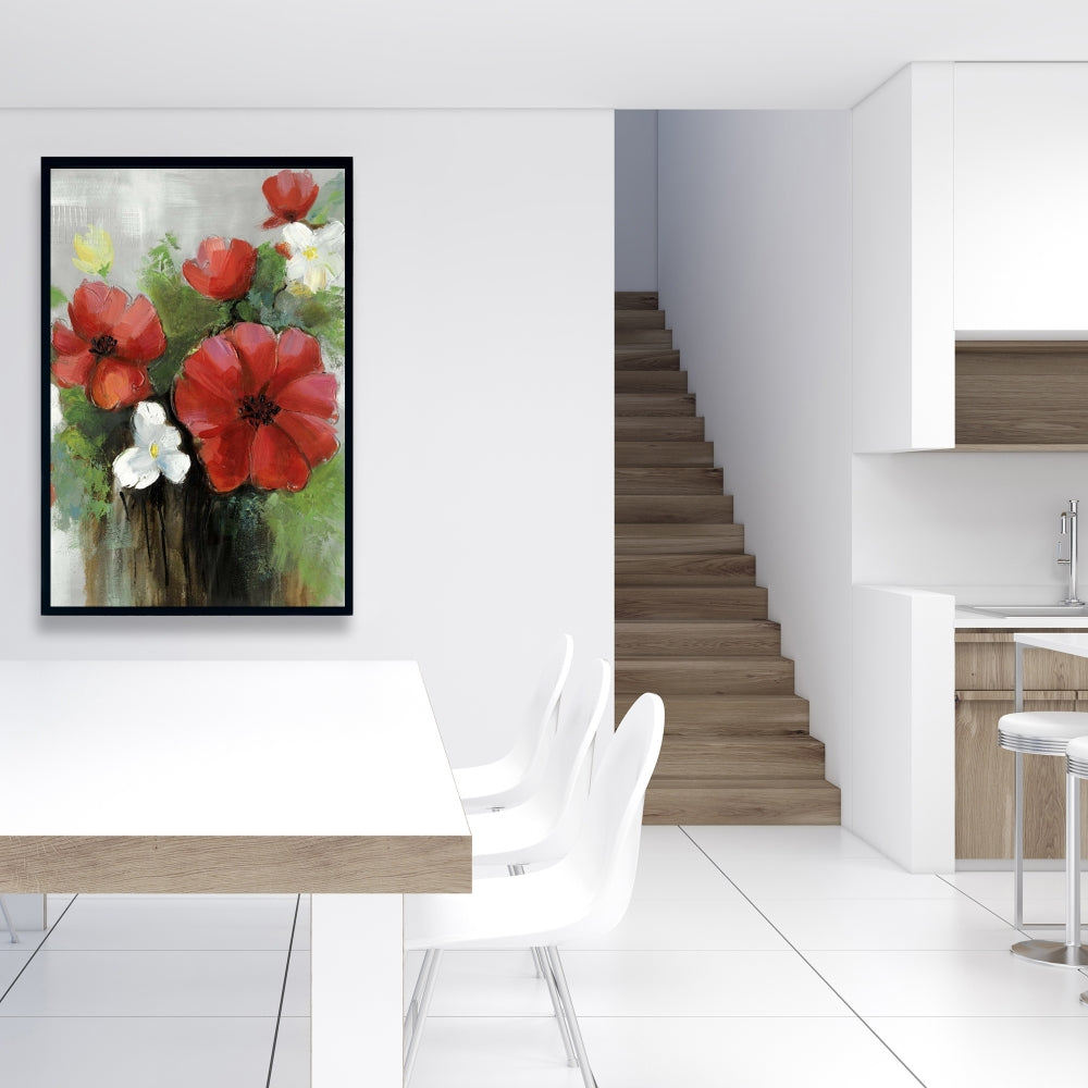 Bouquet de fleurs sauvages abstraites | Toile botanique moderne blanche