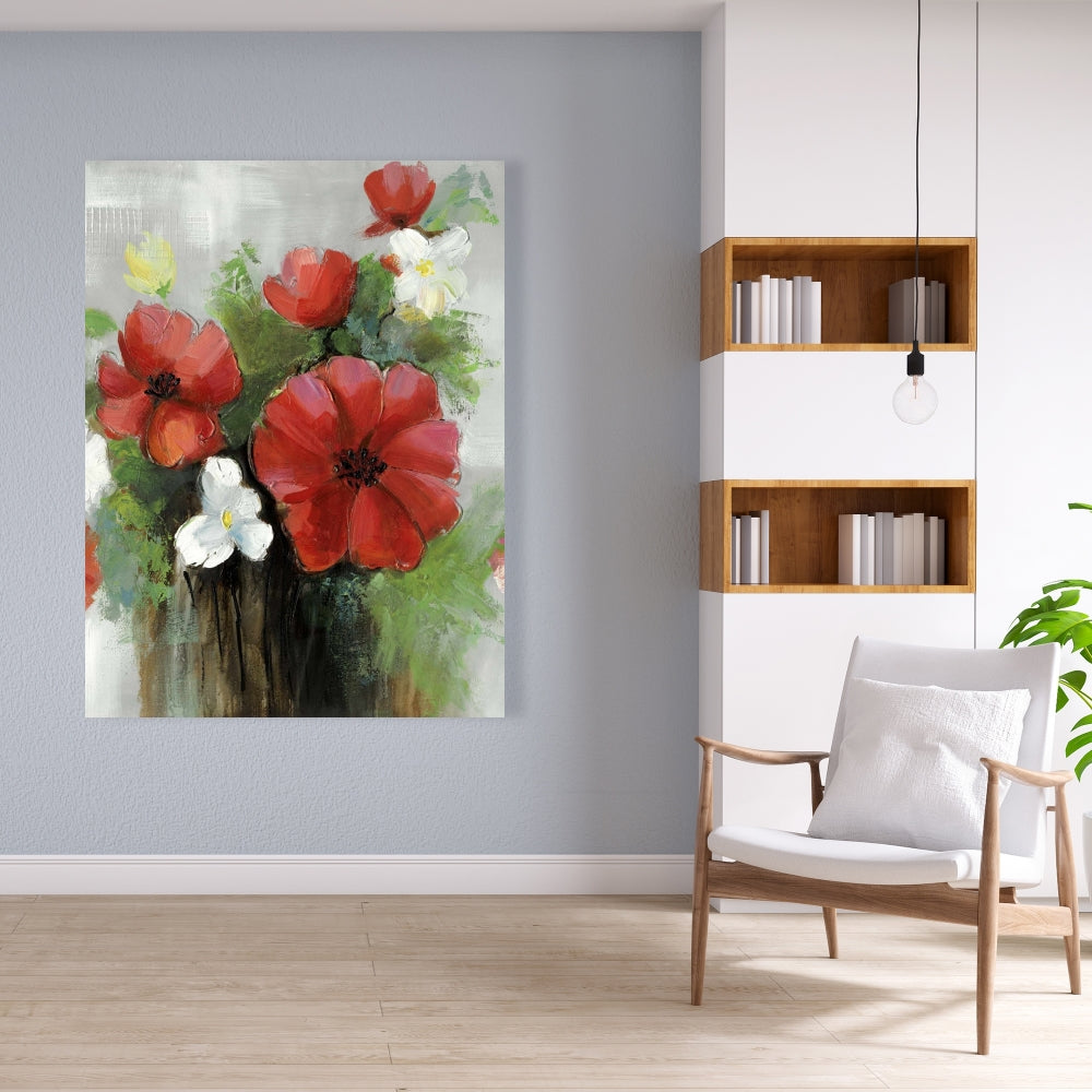 White Bedroom Canvas | Abstract Wild Flowers Bundle Decor