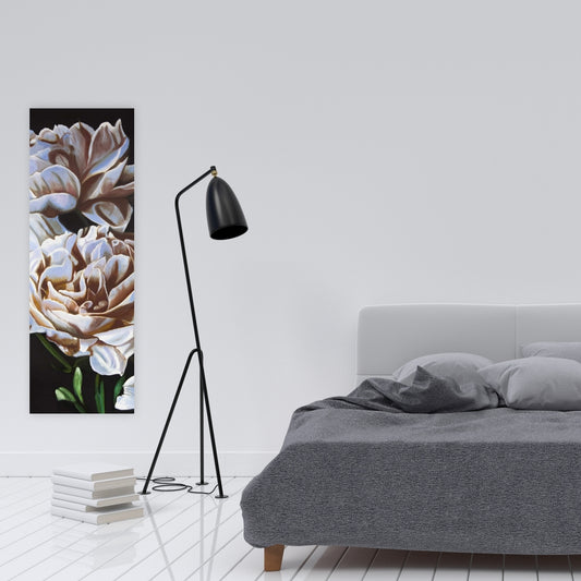 Peonies Canvas - White Leaves Bedroom Wall Art Home Decor