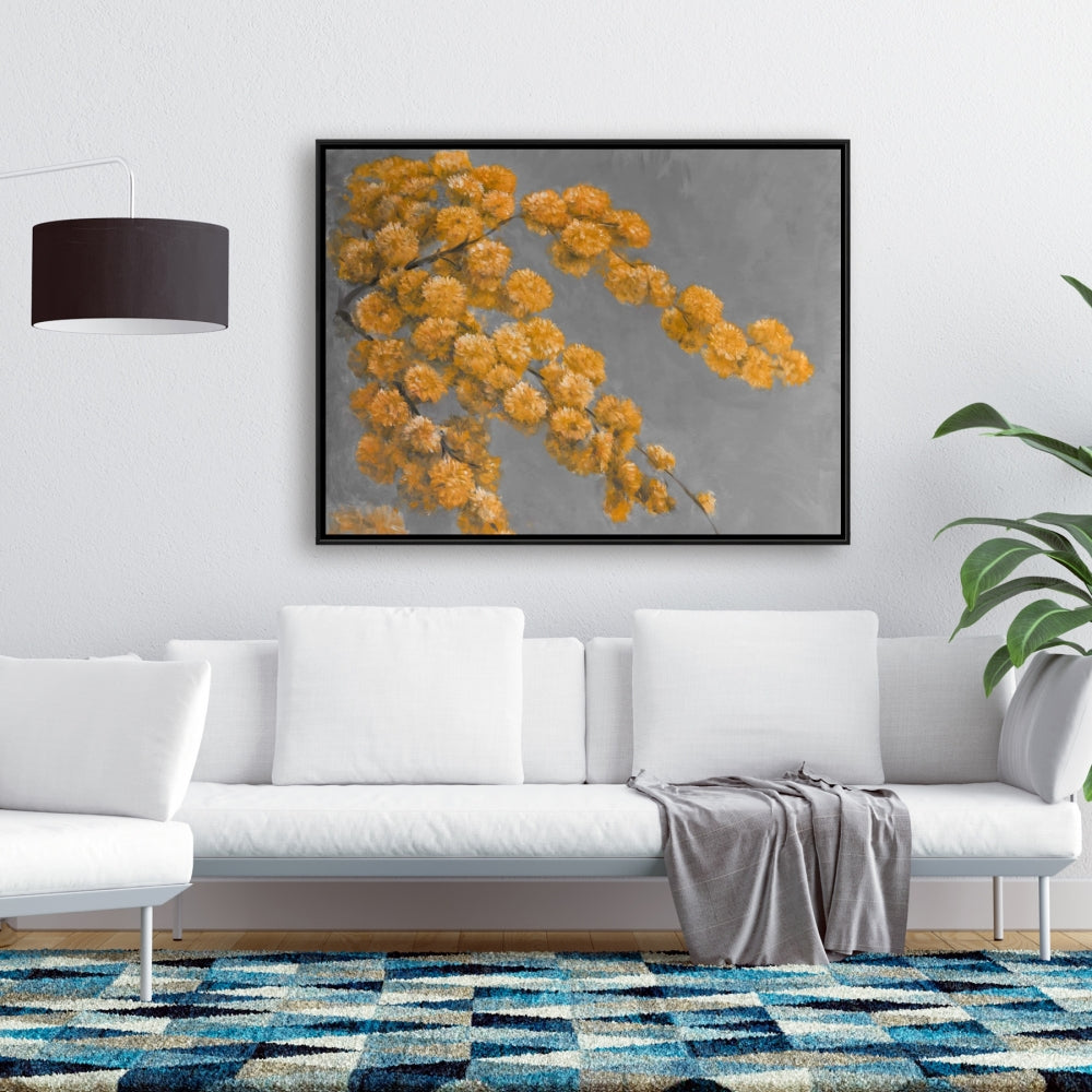 Golden Wattle Plant Gray Framed Canvas | Home Decor Art