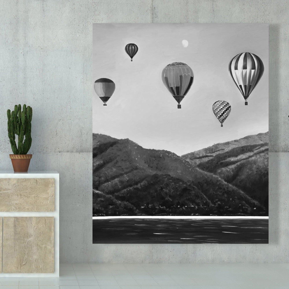 Toile « Montgolfière » Paysage de montagnes | Décoration de salon