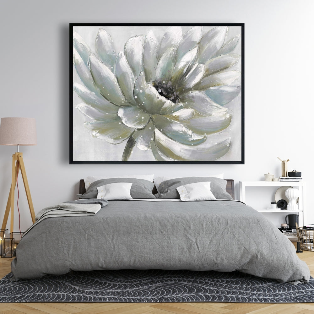 White Chrysanthemum Canvas | Botanical Home Decor - Bedroom
