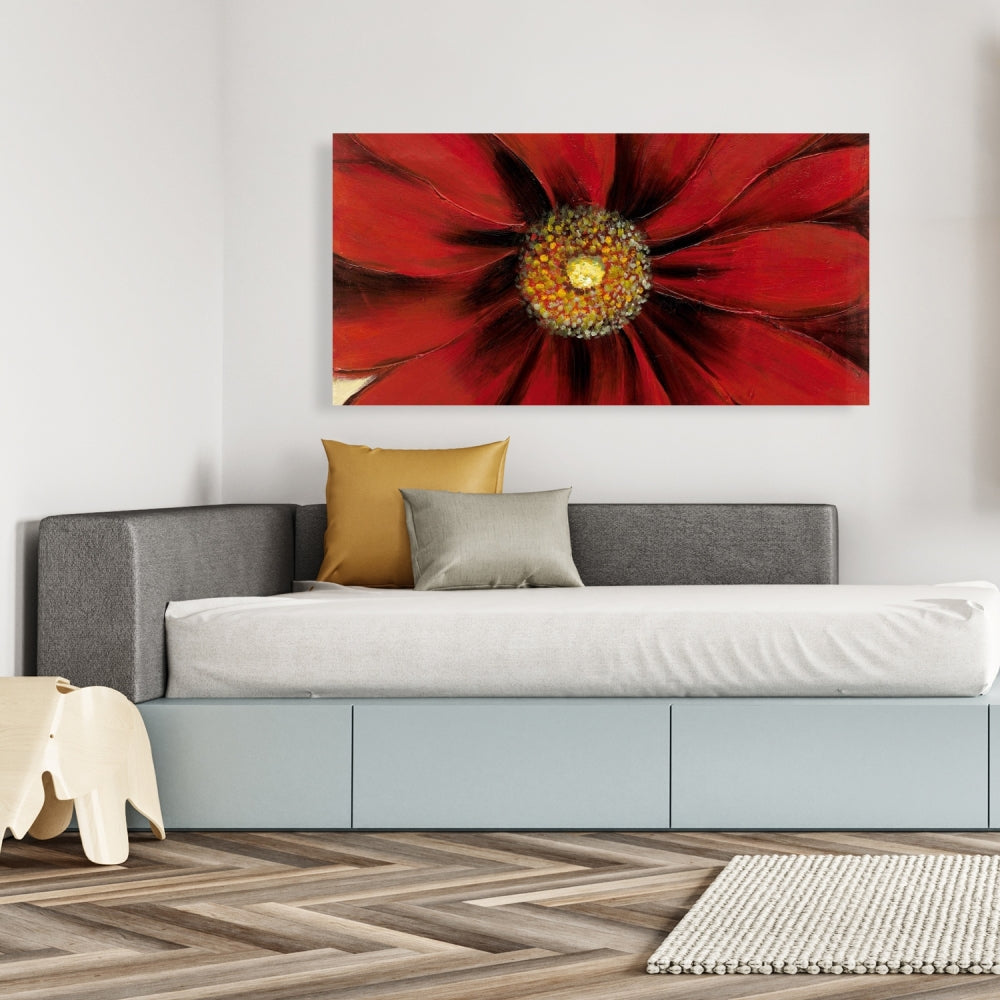 Red Daisy Floral Botanical Canvas | Contemporary Home Decor