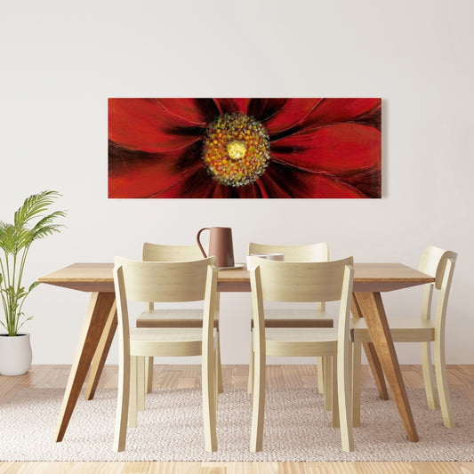 Red Daisy Floral Botanical Canvas | Contemporary Home Decor