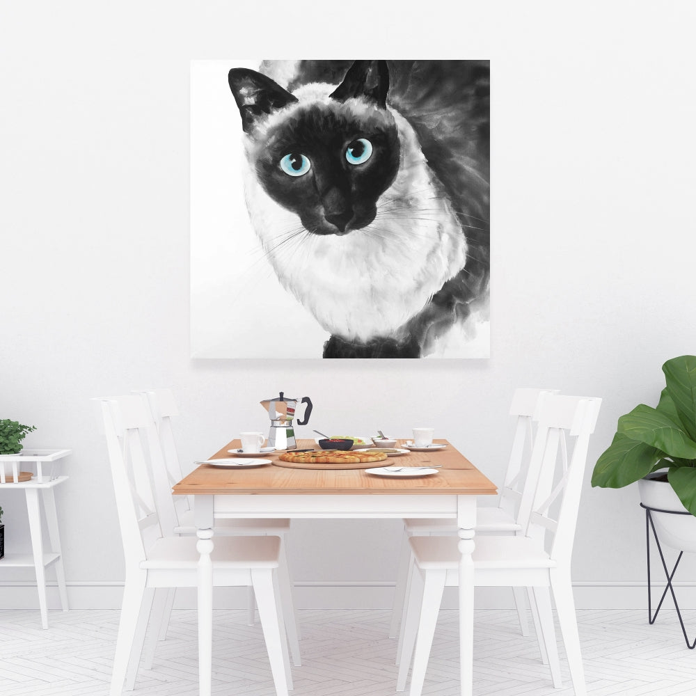 Blue Eyes Siamese Cat Canvas | Minimalist Bedroom Decor