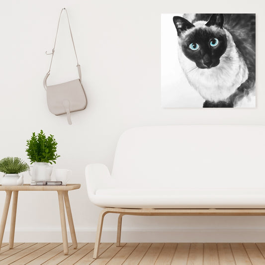 Blue Eyes Siamese Cat Canvas | Minimalist Bedroom Decor