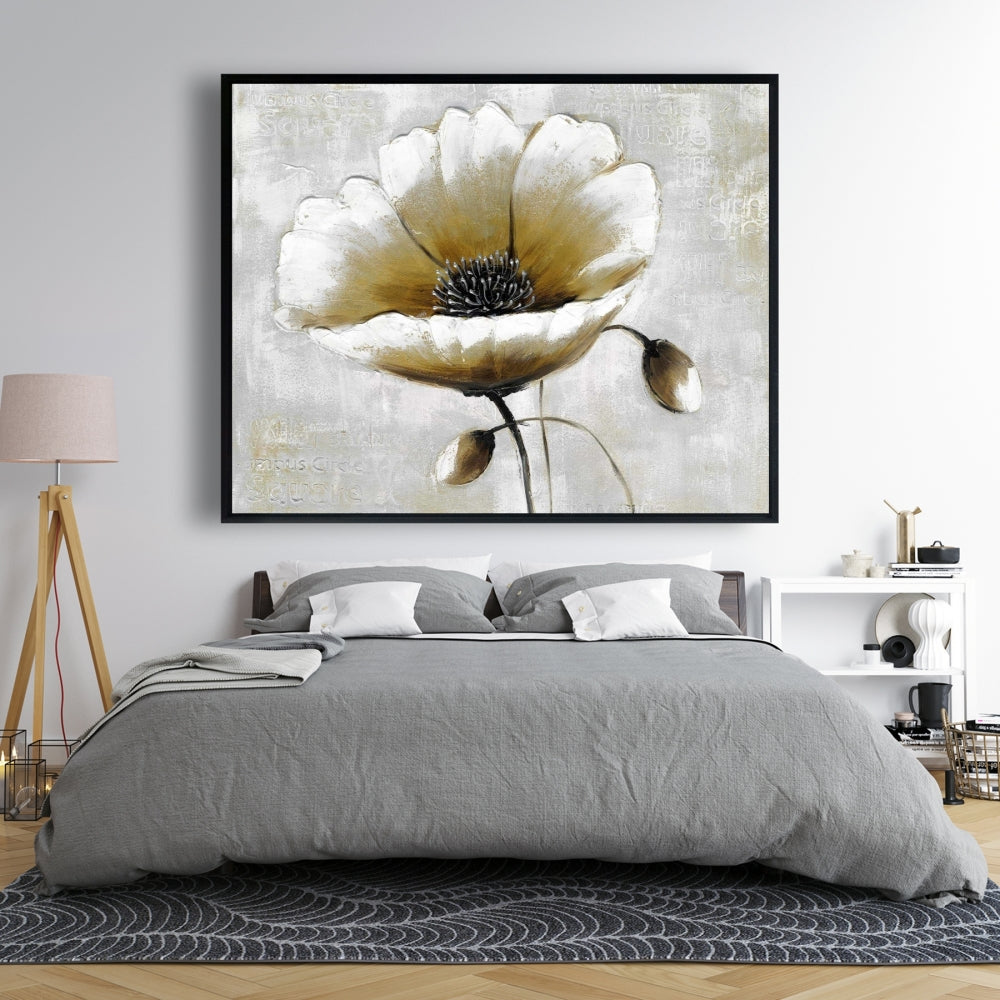 Modern Beige Flower Canvas | Floral Botanical Wall Art Decor