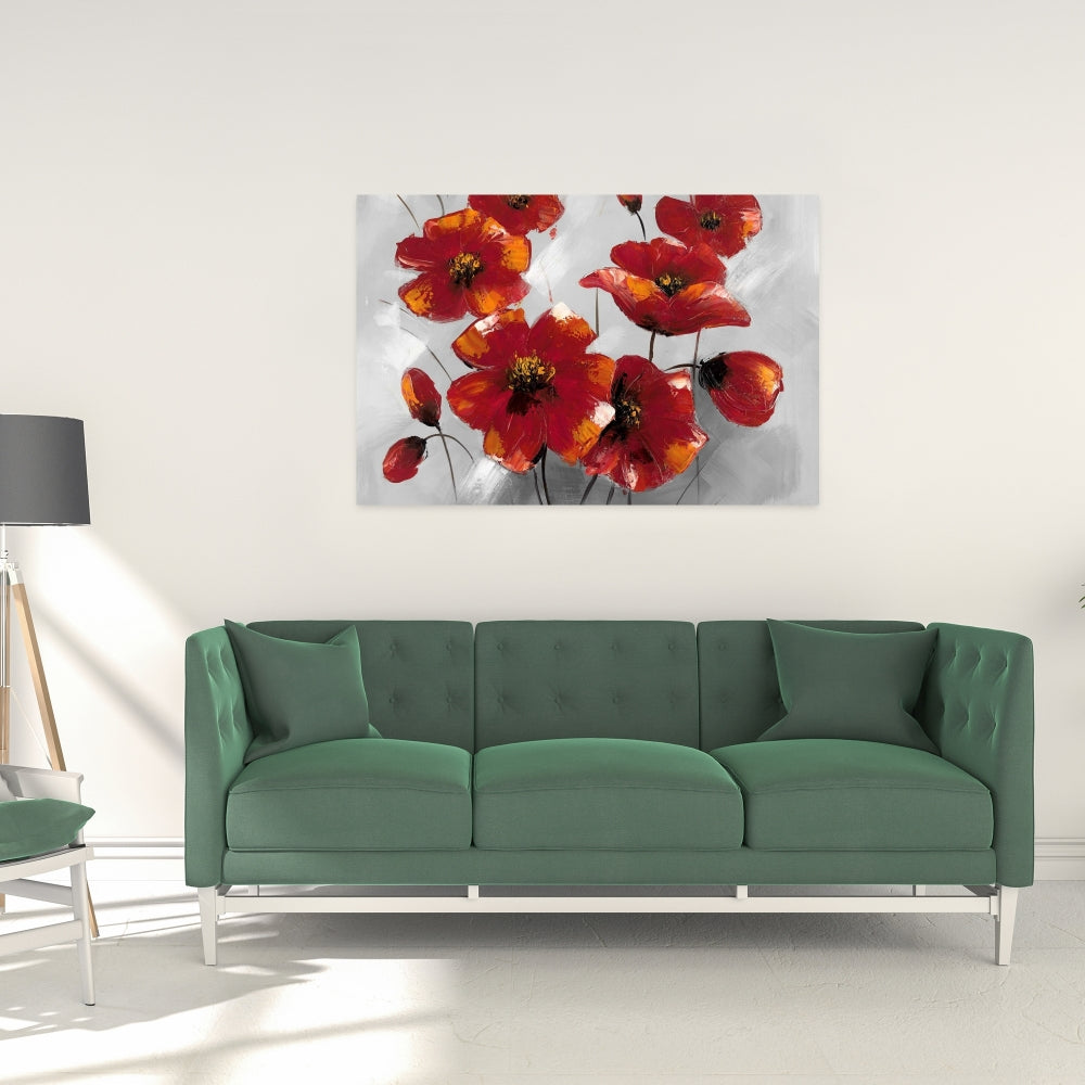Anemone Flowers Canvas - Floral Botanical Gray Home Decor