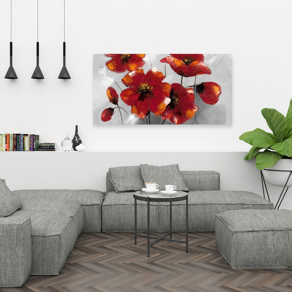 Anemone Flowers Canvas - Floral Botanical Gray Home Decor