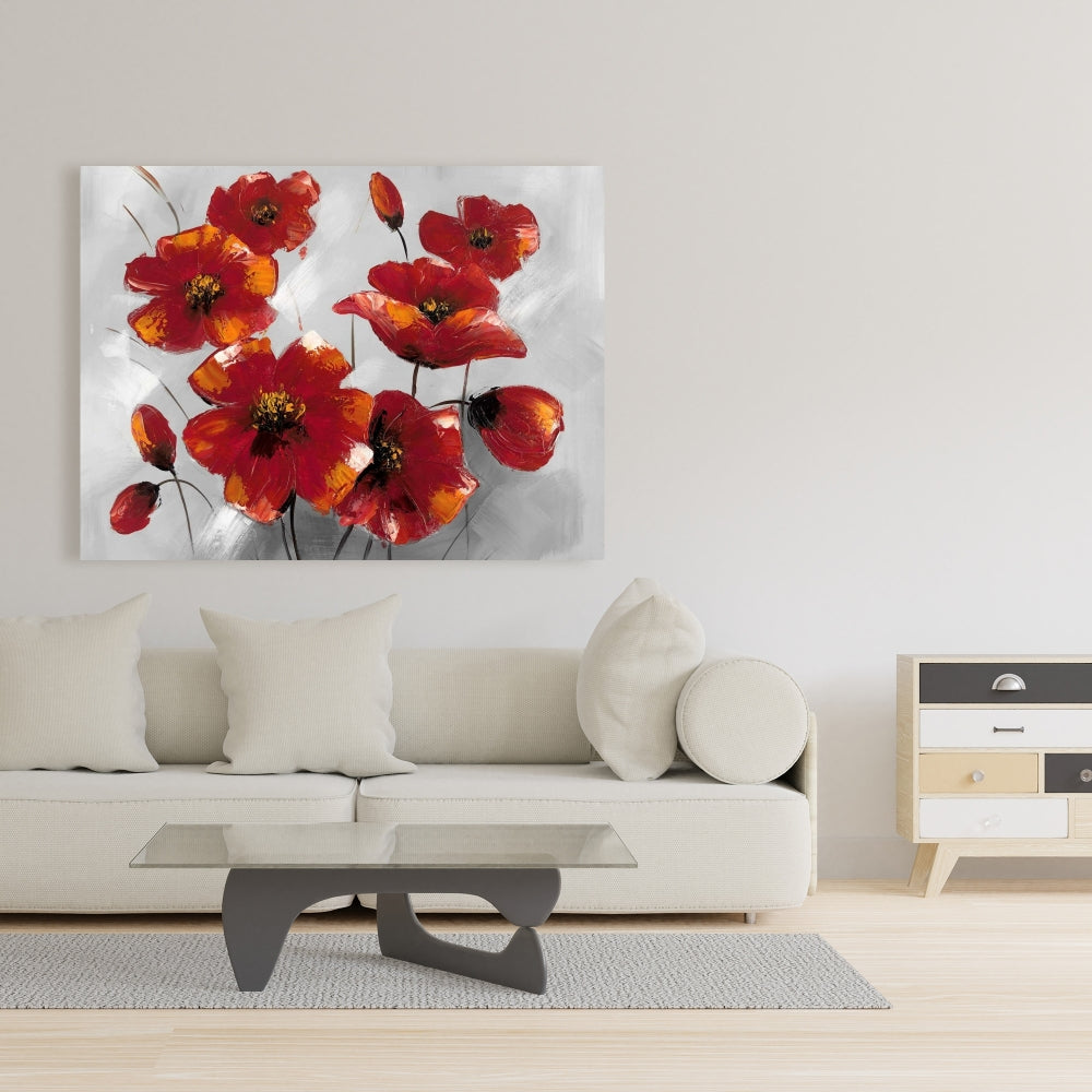 Anemone Flowers Canvas - Floral Botanical Gray Home Decor