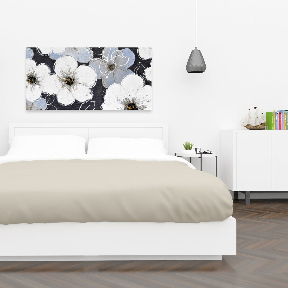 Contemporary White Floral Canvas | Home Decor Botanical Art