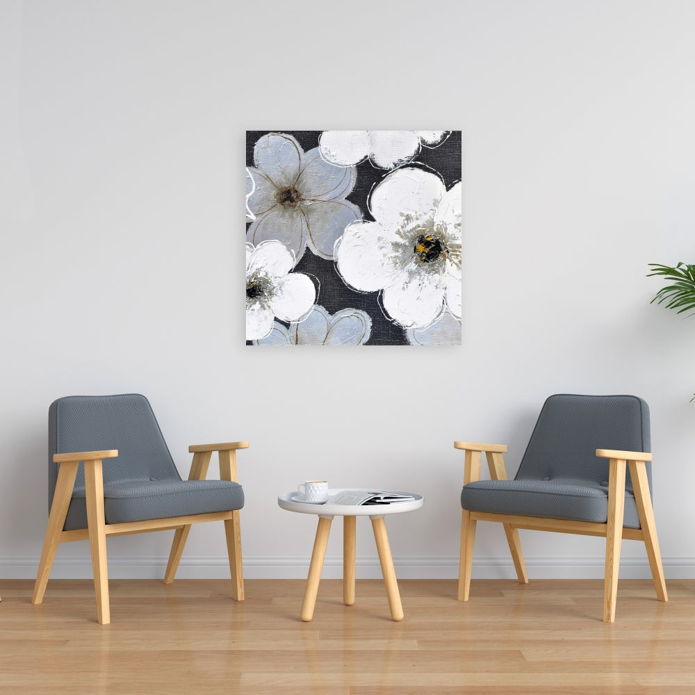 Botanical Bedroom Canvas | Gray Flowers Home Decor Wall Art