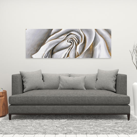 White Rose Delicate Canvas | Floral Botanical Bedroom Decor