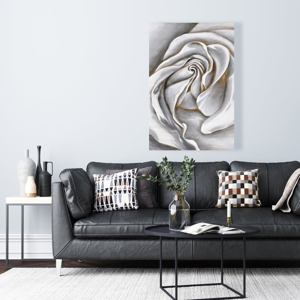 White Rose Delicate Canvas | Floral Botanical Bedroom Decor