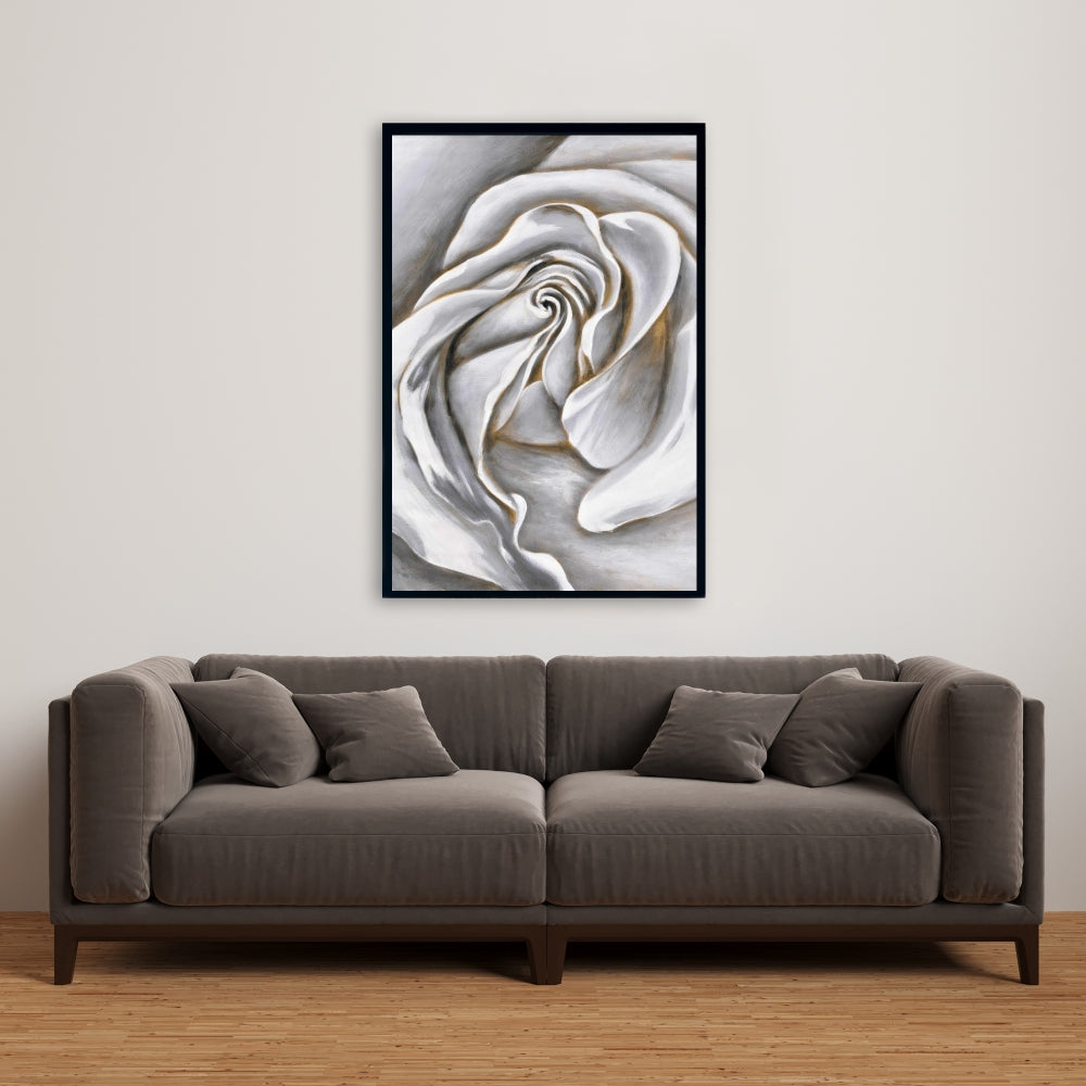 White Rose Delicate Canvas | Botanical Bedroom Wall Art Decor