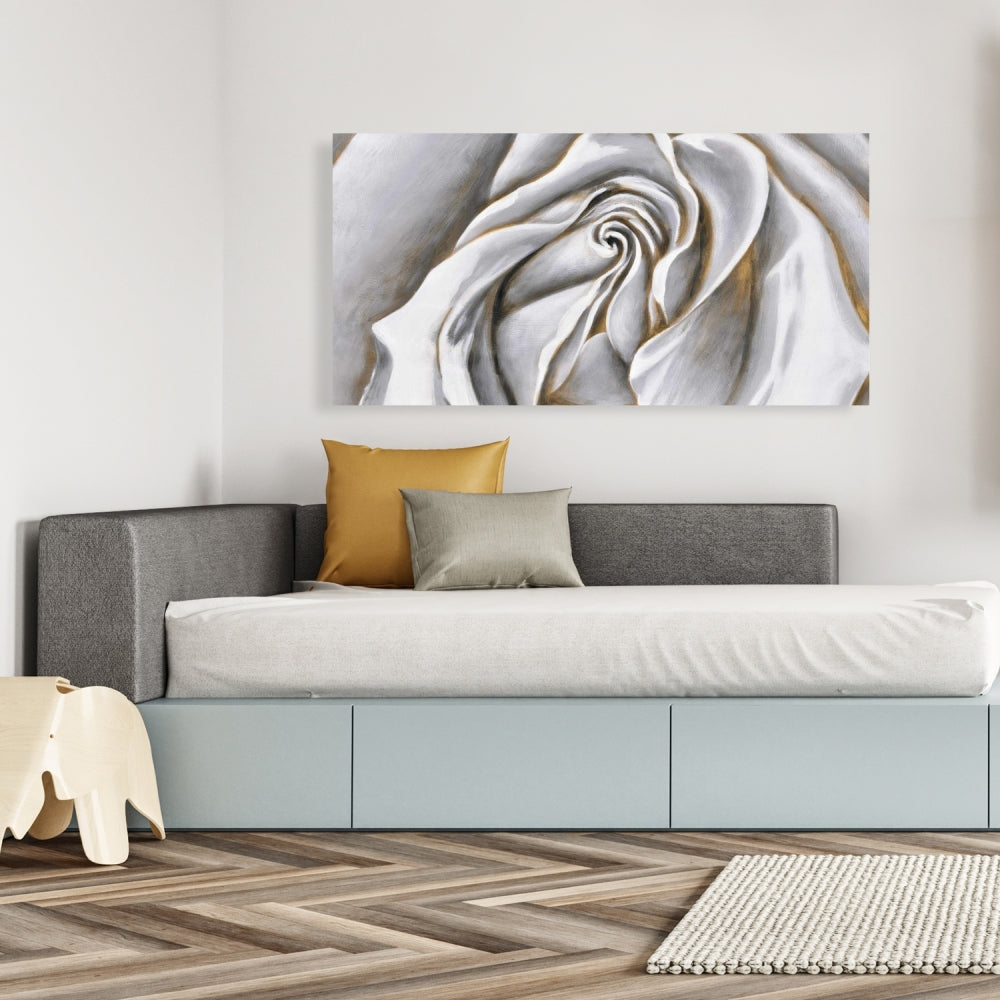 White Rose Delicate Canvas | Floral Botanical Bedroom Decor