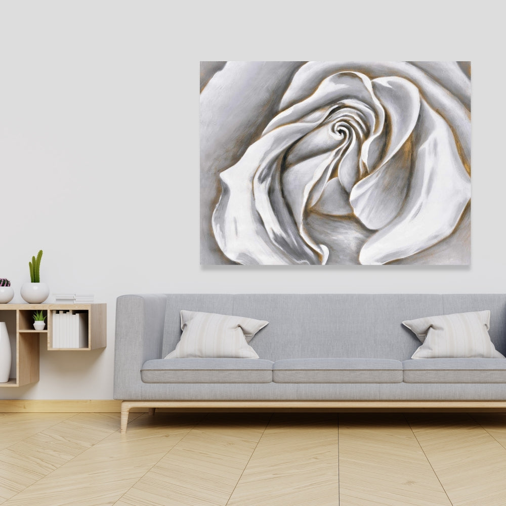 White Rose Delicate Canvas | Floral Botanical Bedroom Decor