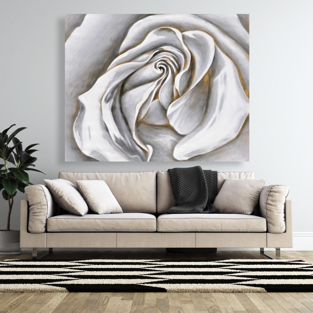 White Rose Delicate Canvas | Floral Botanical Bedroom Decor