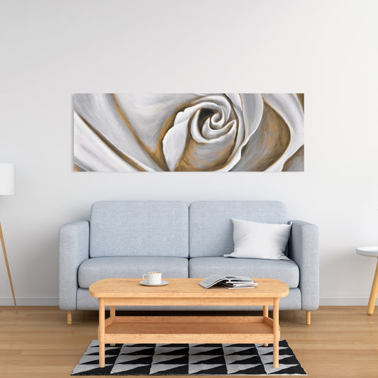 White Rose Closeup Canvas - Botanical Bedroom Wall Art Decor