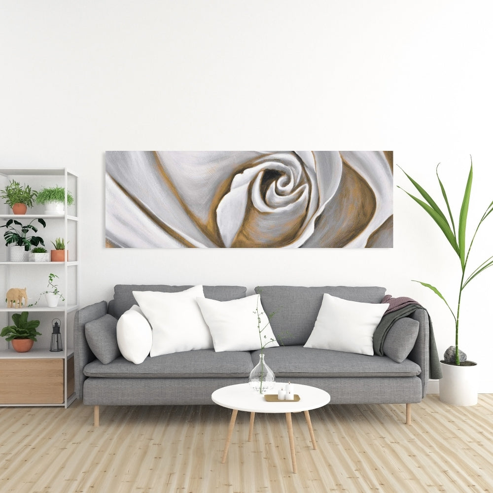 White Rose Closeup Canvas - Botanical Bedroom Wall Art Decor