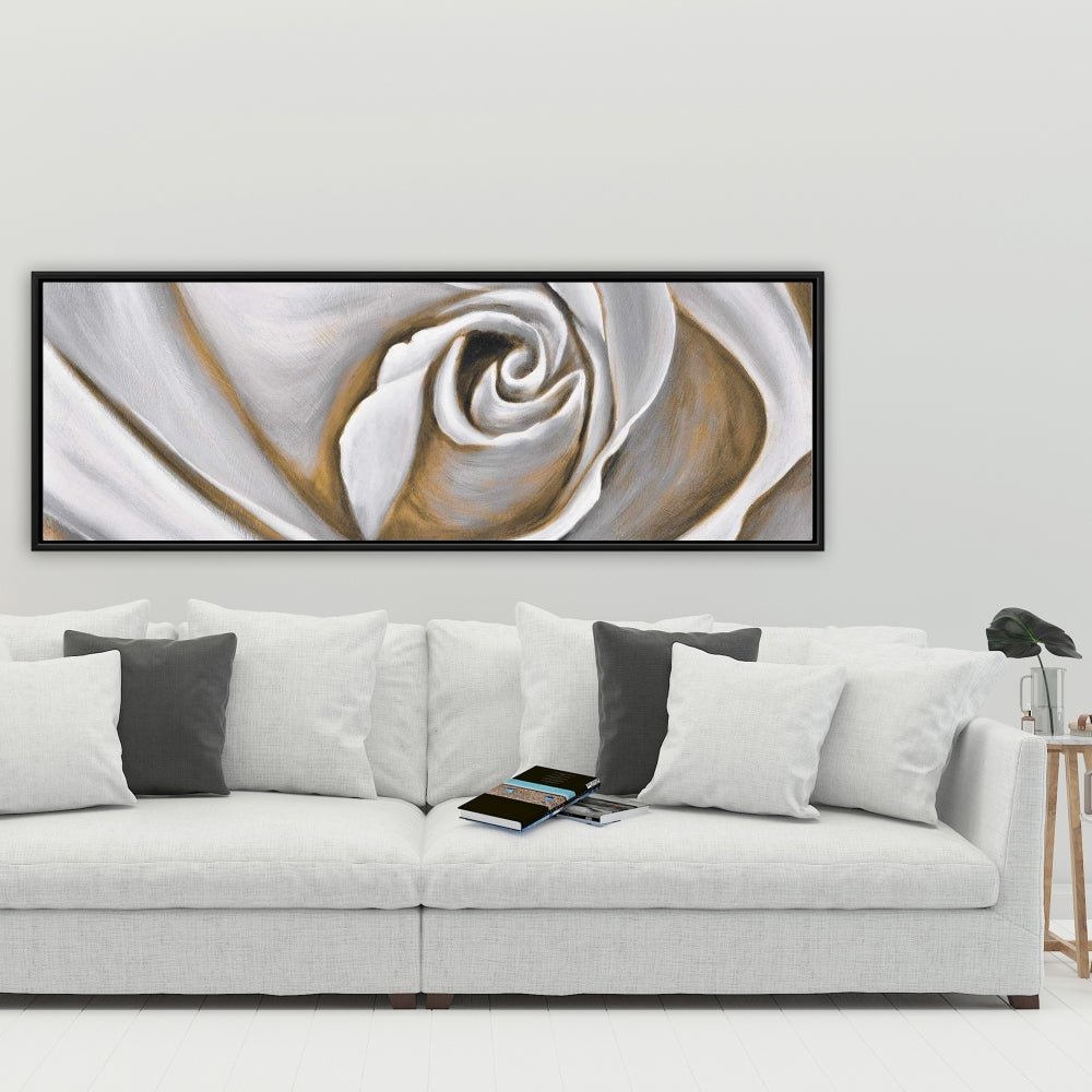White Rose Closeup Canvas | Botanical Bedroom Decor
