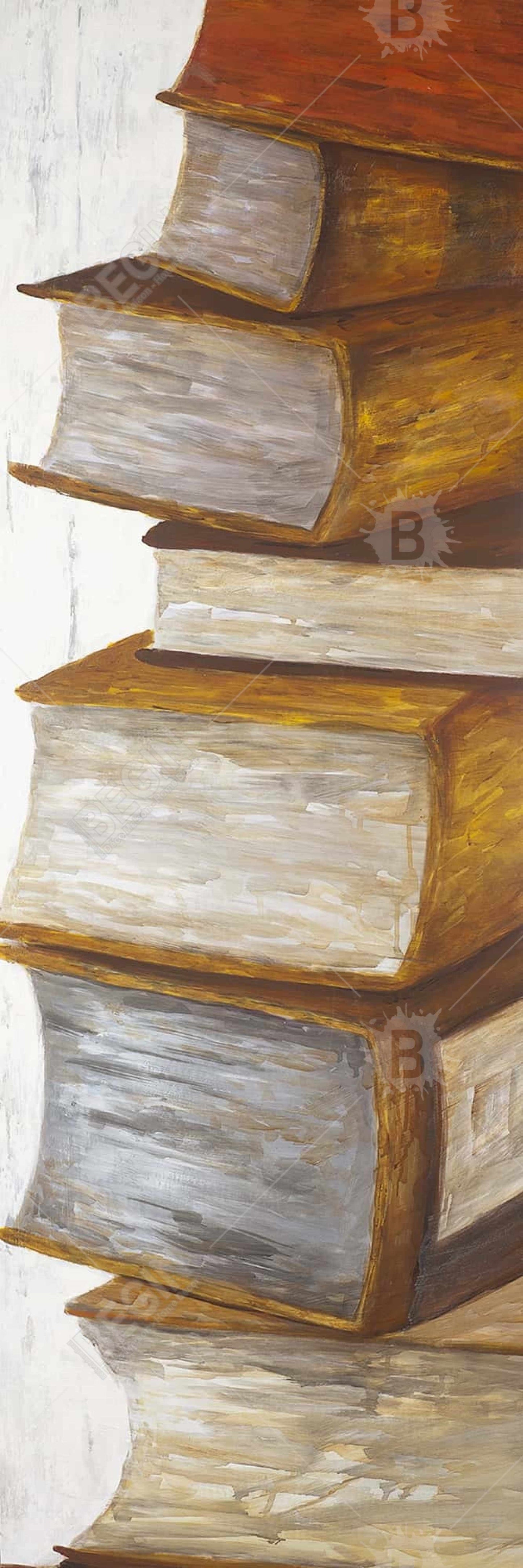 Pile of Books Canvas - Contemporary Still Life Home Decor