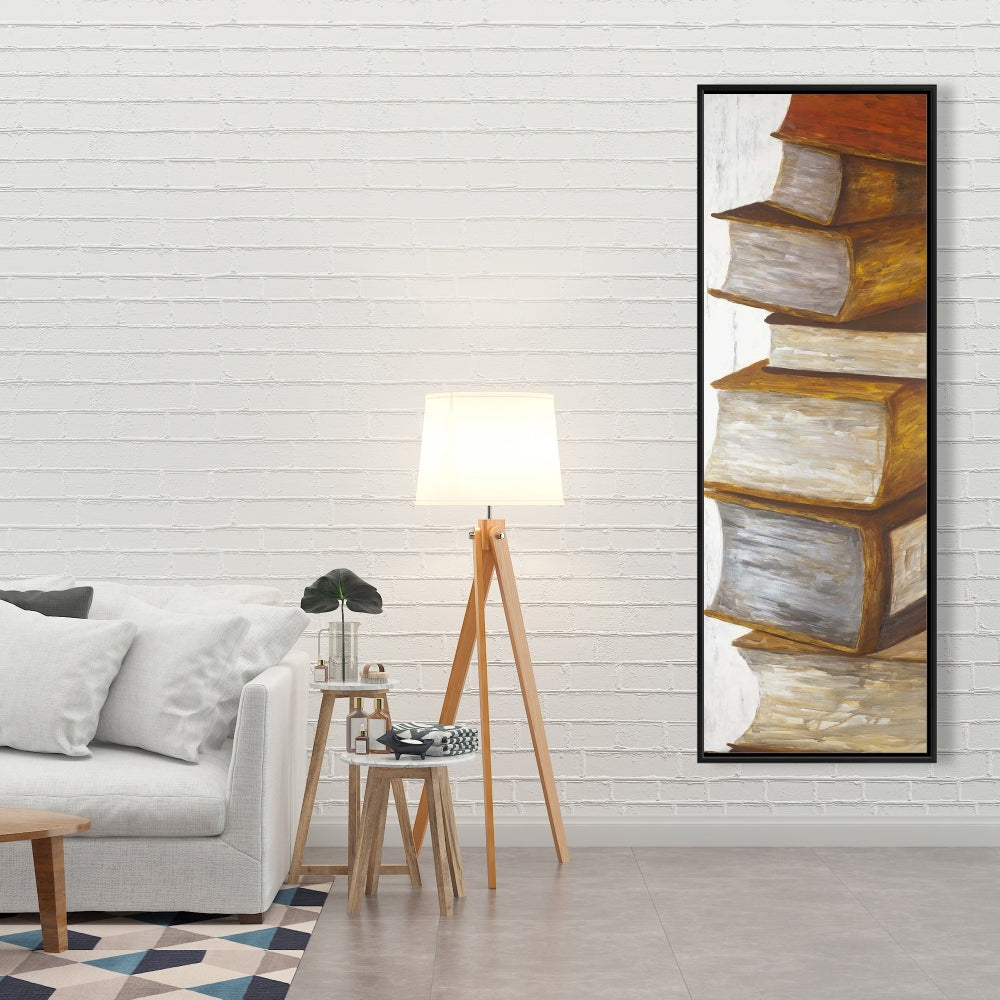 Pile of Books Canvas | Contemporary Still Life Home Decor