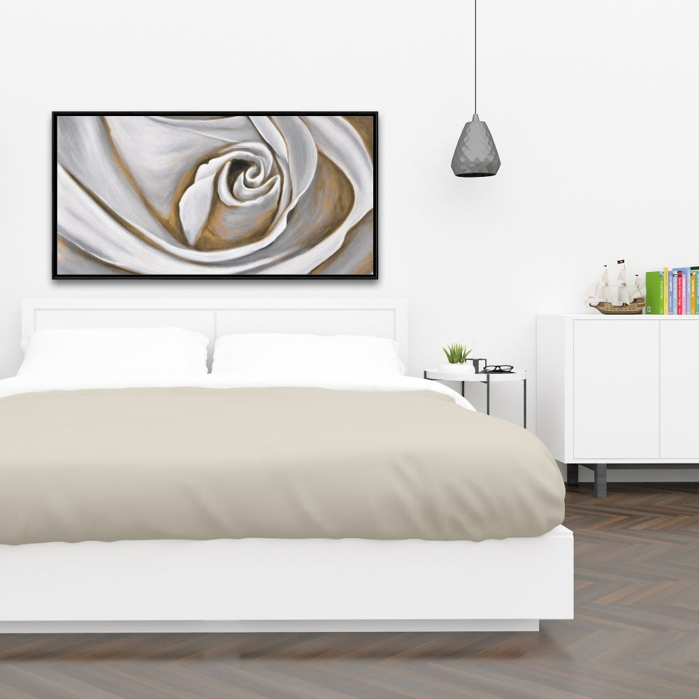 White Rose Closeup Canvas | Botanical Bedroom Decor