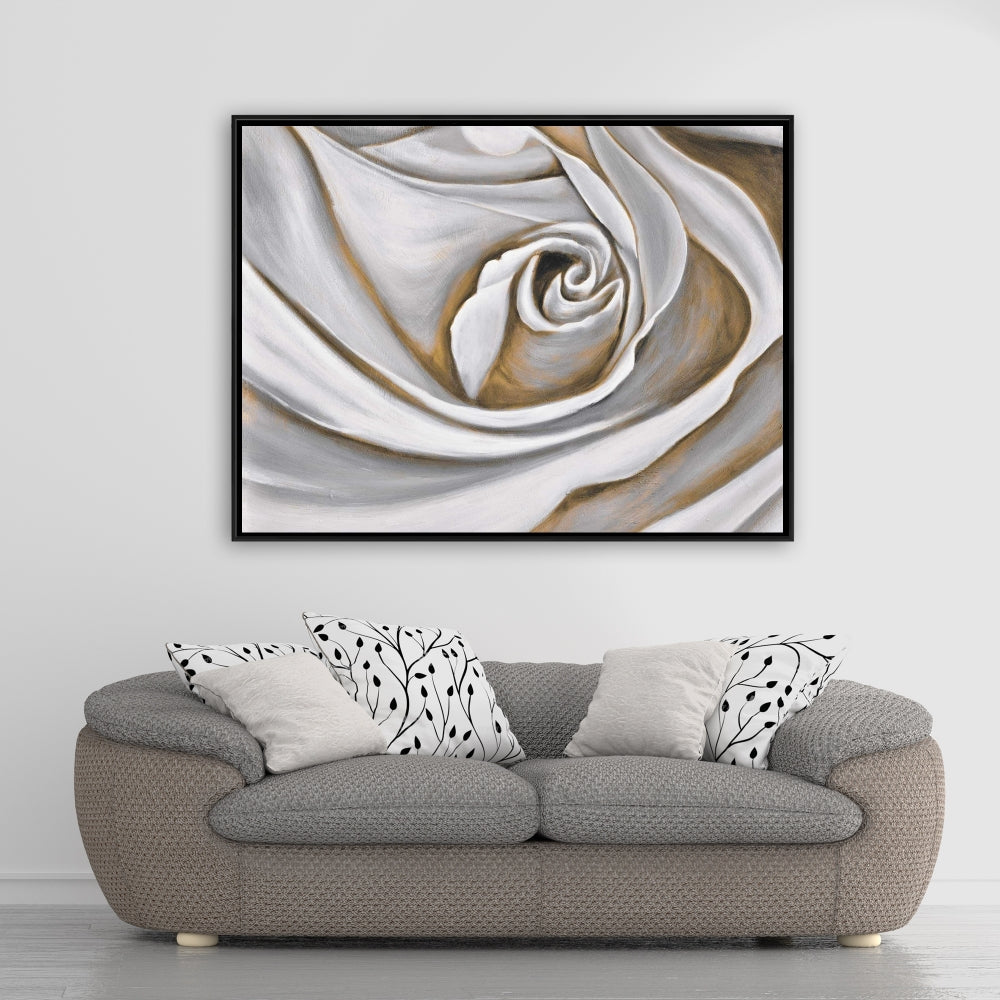 White Rose Closeup Canvas | Botanical Bedroom Decor