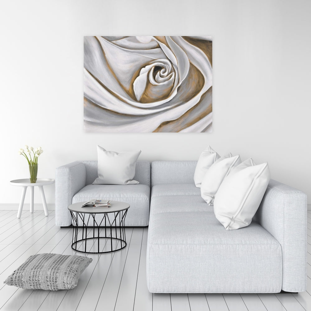 White Rose Closeup Canvas - Botanical Bedroom Wall Art Decor