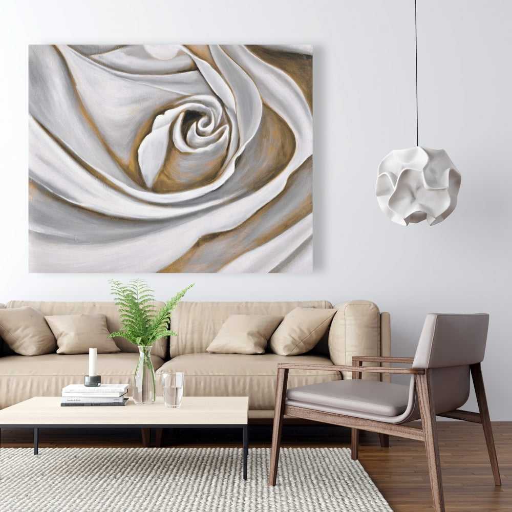 White Rose Closeup Canvas - Botanical Bedroom Wall Art Decor