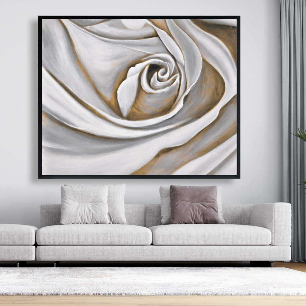 White Rose Closeup Canvas | Botanical Bedroom Decor