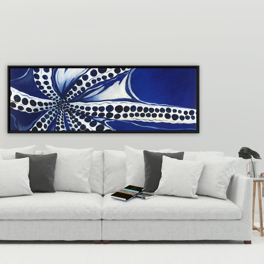 Swimming Octopus Canvas | Bedroom Decor | Blue Framed Art